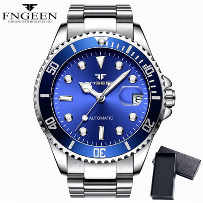 2025 FNGEEN 9001 Fashion Business Men'S Watch Steel Tourbillon Frame Mechanical Watch Night Light Automatic Date Diamond Watch