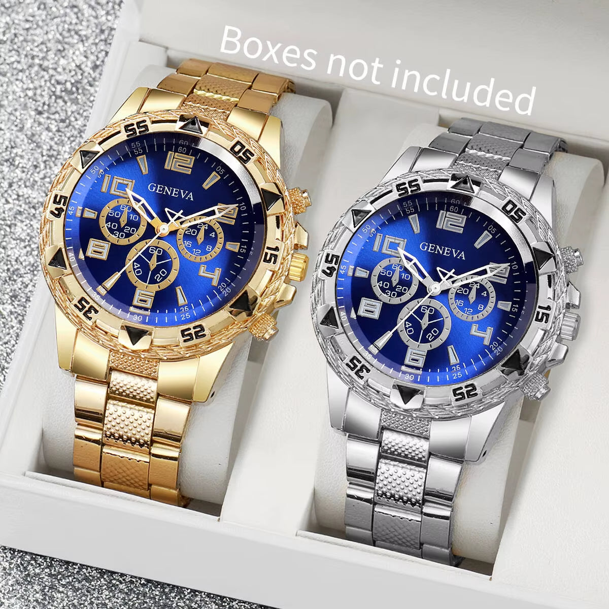 2Pcs/Set Men Business Watches Fashion Large Dial Mens Quartz Watch Relogio Masculino（Without Box）