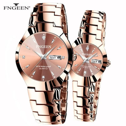 2023 FNGEEN 5808 Relogio Feminino Couple Watch Men Quartz Watch for Lovers Luxury Womens Wristwatch Stainless Steel Waterproof
