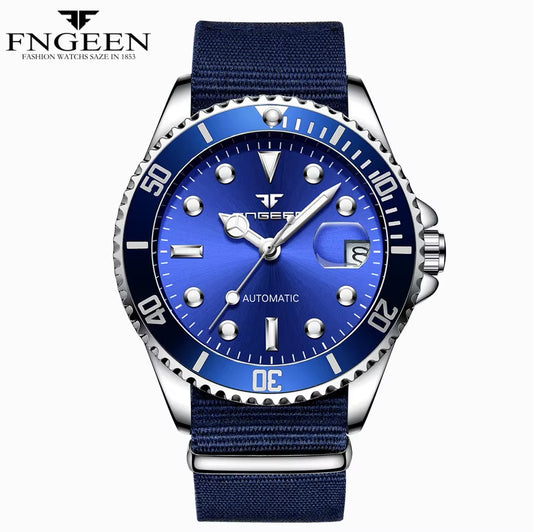 2025 FNGEEN 9001 Fashion Business Men'S Watch Steel Tourbillon Frame Mechanical Watch Night Light Automatic Date Diamond Watch