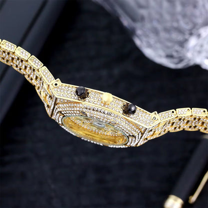 Bust down Date Chronograph Man Iced Out Watch Relogio Masculio