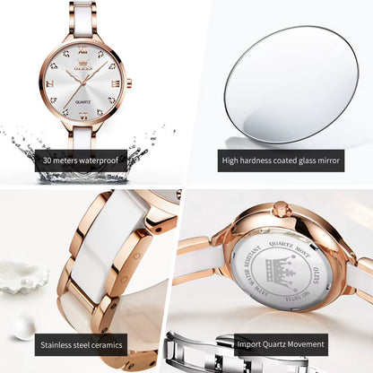 5872 Fashion Luxury Brand Quartz Women'S Watch Elegant Ceramic Rose Gold Waterproof Dress Women'S Watch Relogio Feminino