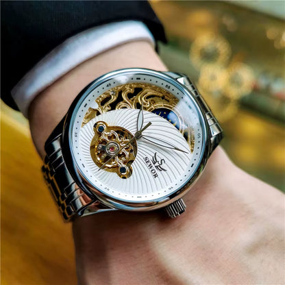 Luxury Fashion Mechanical Watch Men'S Gold Watch Casual Sports Style Retro Business Clock Montre Homme 2021