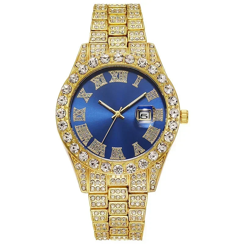 Full Iced Out Watch for Men Multiple Colors Hip Hop Mens Watch Fashion Cool Bling Diamond Luxury Mens Watches Clock Relogio