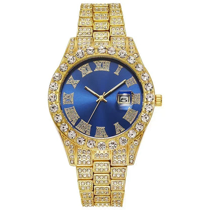 Full Iced Out Watch for Men Multiple Colors Hip Hop Mens Watch Fashion Cool Bling Diamond Luxury Mens Watches Clock Relogio