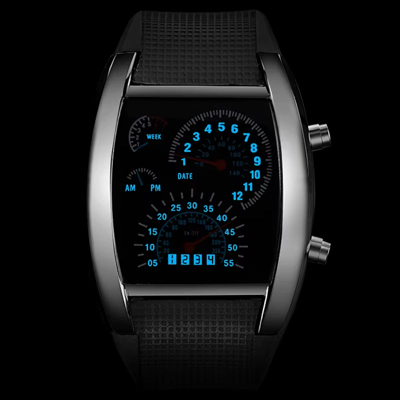Fashion Men'S Watch Unique LED Digital Watch Men Watch Electronic Sport Watches Rubber Band Clock Montre Homme Erkek Kol Saati