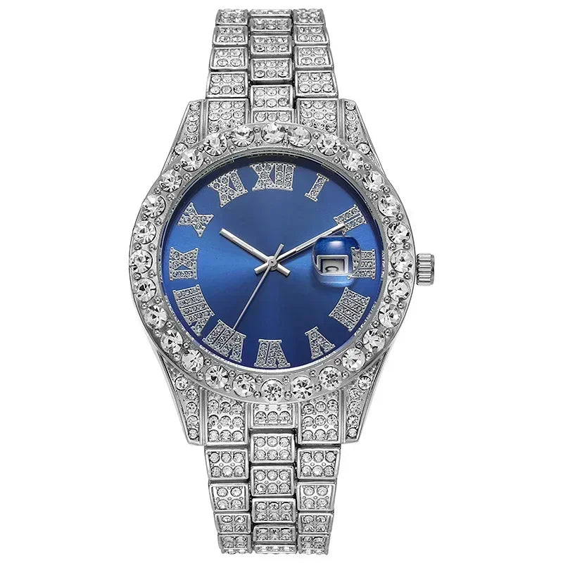 Full Iced Out Watch for Men Multiple Colors Hip Hop Mens Watch Fashion Cool Bling Diamond Luxury Mens Watches Clock Relogio