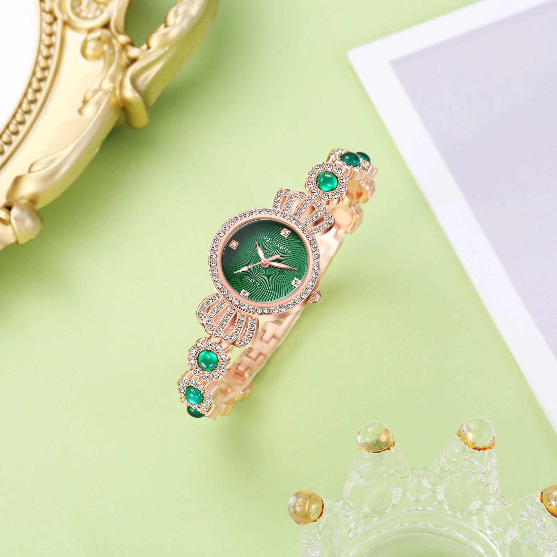 Elegant Women Luxury Rhinestone Crown Ladies Quartz Watch Exquisite Fashion Analog Bracelet Wrist Watch Clock Relogio Feminino