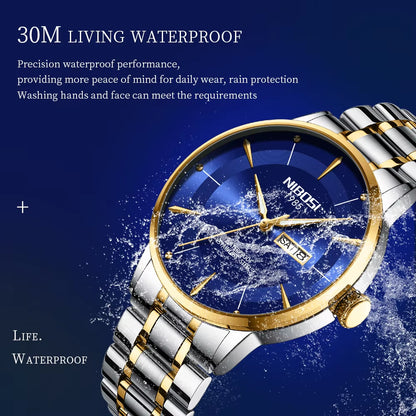 Luxury Quartz Watch for Men Waterproof Luminous Week Date Men Watch Stainless Steel Sports Men'S Watches Reloj Hombre
