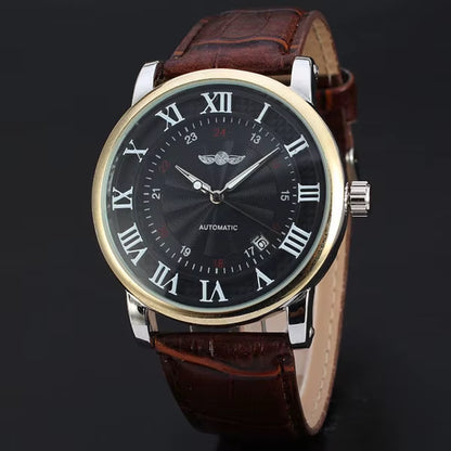 Relogio Relojes 2024 New Fashion Rose Gold Watches Day Date Automatic Self Wind Leather Strap Men'S Watches Mechanical Watches