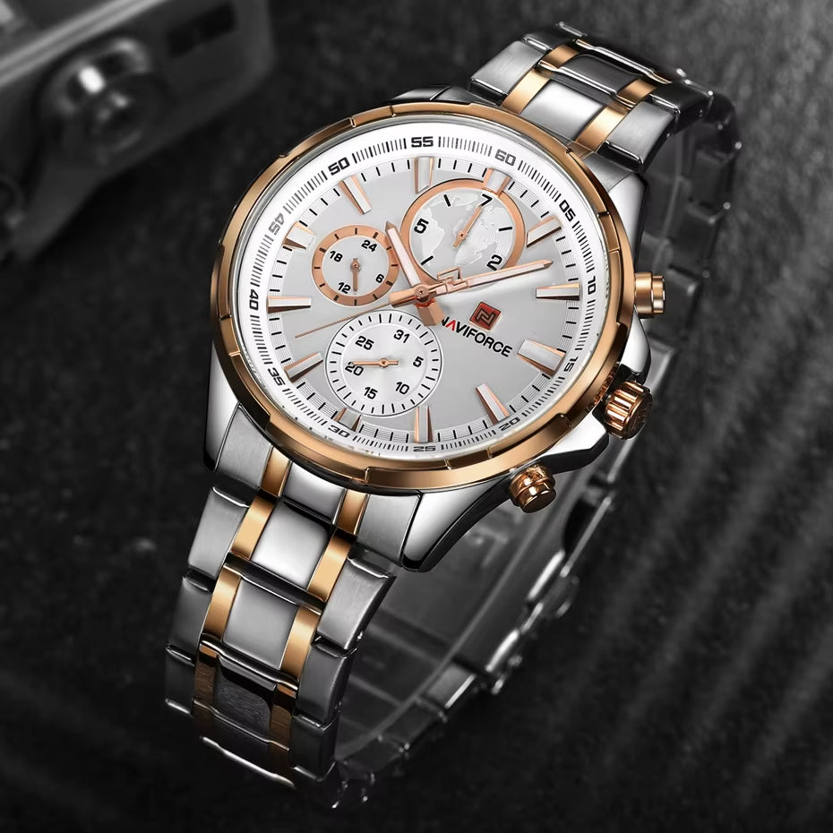 Classic Casual Business Male Watches Stainless Steel Waterproof Wristwatch Quartz Date Display Clock Relogio Masculino