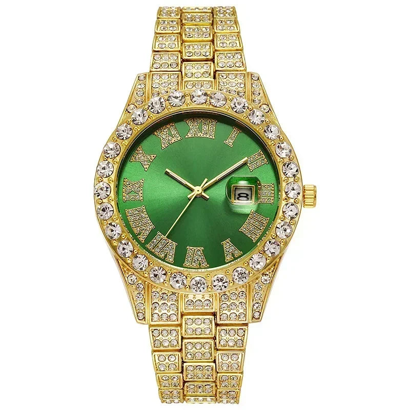 Full Iced Out Watch for Men Multiple Colors Hip Hop Mens Watch Fashion Cool Bling Diamond Luxury Mens Watches Clock Relogio