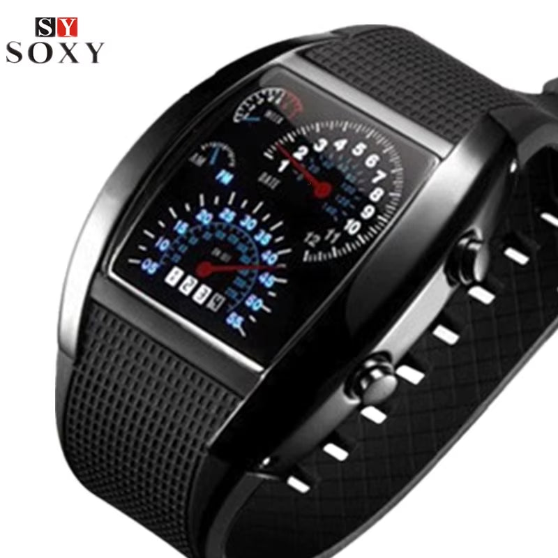 Fashion Men'S Watch Unique LED Digital Watch Men Watch Electronic Sport Watches Rubber Band Clock Montre Homme Erkek Kol Saati