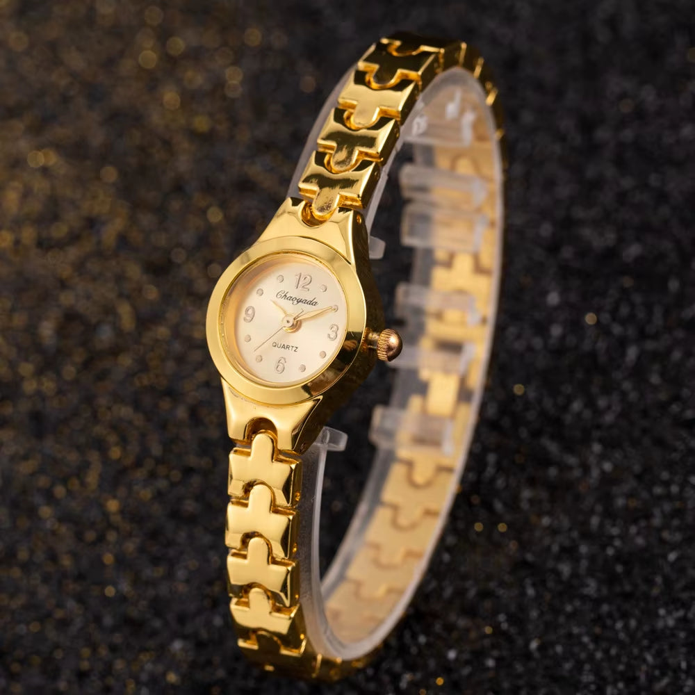 Relojes Gold Plated Women Bracelet Wristwatch Girl Quartz Analog Watch Hour Hot Selling High Quality Wholesale Watches