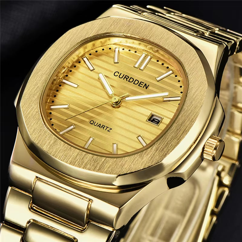 Genuine  Brand Watches Men Fashion Luxury Stainless Steel Business Calendar Qaurtz Wristwatches Montres De Marque De Luxe