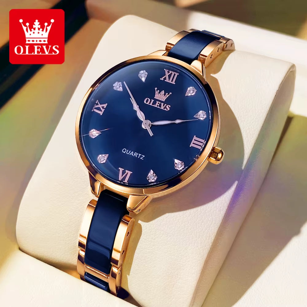 5872 Fashion Luxury Brand Quartz Women'S Watch Elegant Ceramic Rose Gold Waterproof Dress Women'S Watch Relogio Feminino