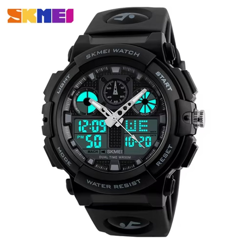 2017 New  Men Sports Watches Dual Display Digital Quartz Watch Men Waterproof Casual Outdoor Electronic Wrist Watches