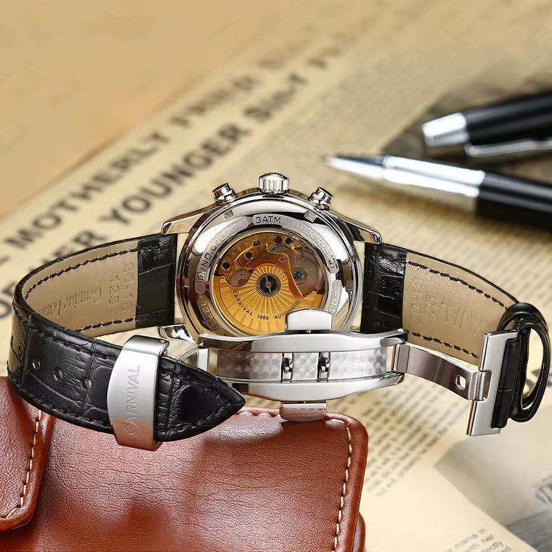 Brand Automatic Watch Fashion Luxury Waterproof Calendar Moon Phase Mechanical Watches for Men Clock Relogio Masculino