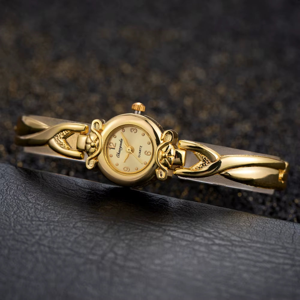 Relojes Gold Plated Women Bracelet Wristwatch Girl Quartz Analog Watch Hour Hot Selling High Quality Wholesale Watches