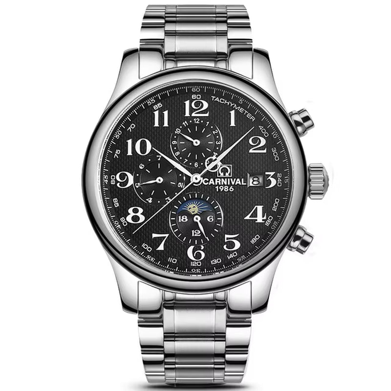 Brand Automatic Watch Fashion Luxury Waterproof Calendar Moon Phase Mechanical Watches for Men Clock Relogio Masculino