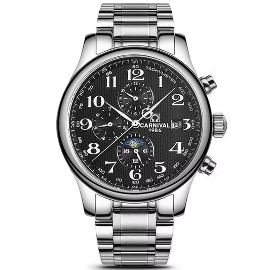 Brand Automatic Watch Fashion Luxury Waterproof Calendar Moon Phase Mechanical Watches for Men Clock Relogio Masculino