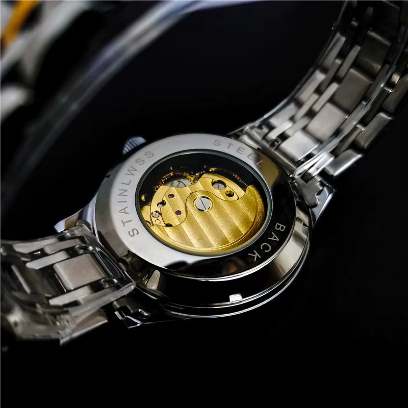 Luxury Fashion Mechanical Watch Men'S Gold Watch Casual Sports Style Retro Business Clock Montre Homme 2021