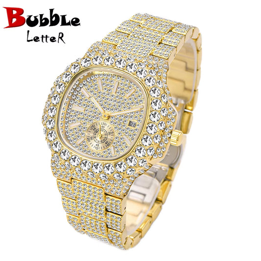 VVS FULL ICE DATE SPECIAL MINUTE HAND Man ICED OUT WATCH Relogio Masculio