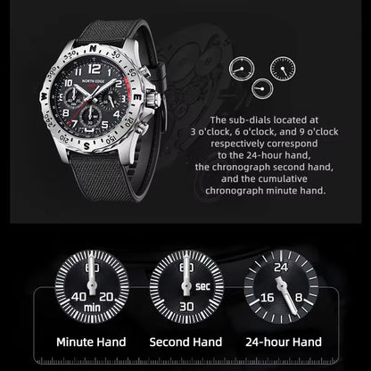2024 MACH 2 Men'S Watches Solar Power 316 Stainless Steel Case Quartz Watch for Men Pilot Waterproof 50M Stopwatch