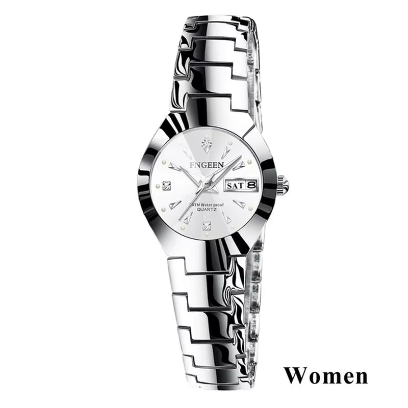 2023 FNGEEN 5808 Relogio Feminino Couple Watch Men Quartz Watch for Lovers Luxury Womens Wristwatch Stainless Steel Waterproof