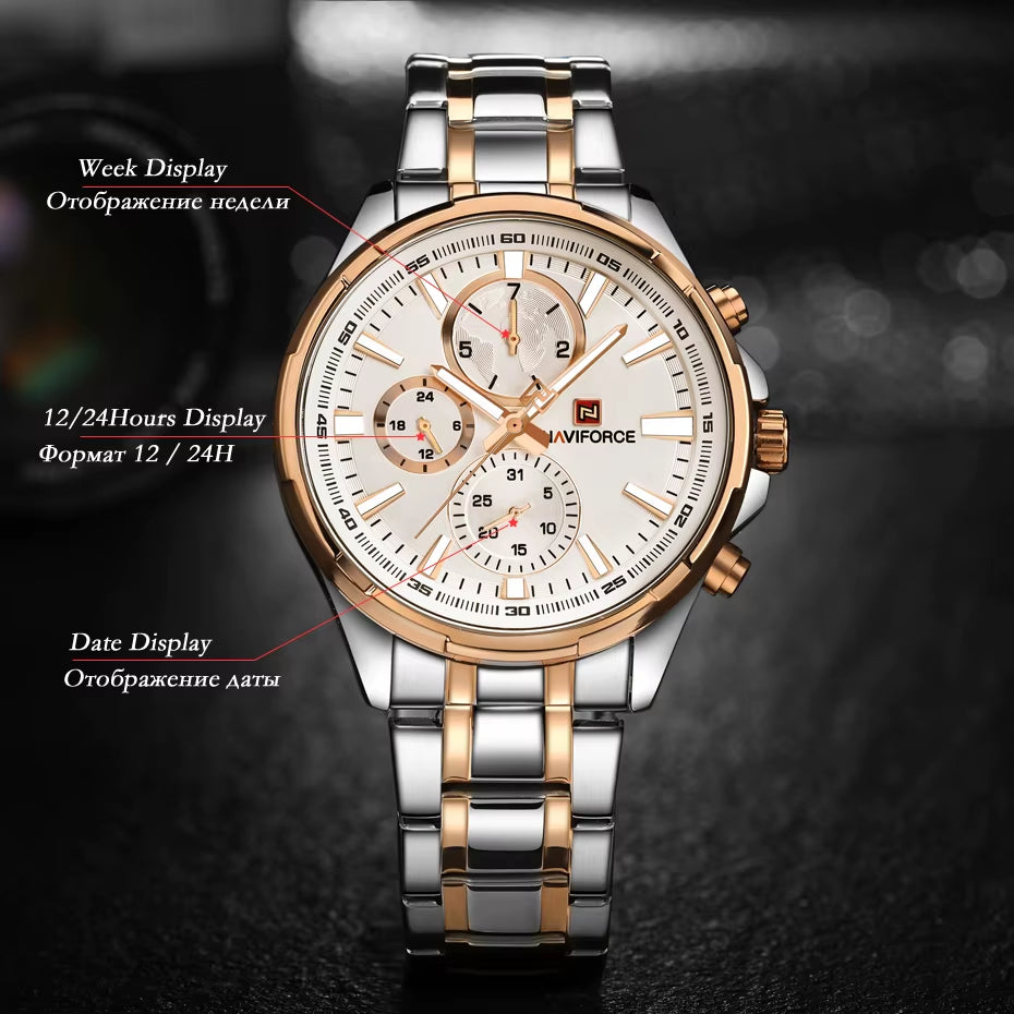 Classic Casual Business Male Watches Stainless Steel Waterproof Wristwatch Quartz Date Display Clock Relogio Masculino