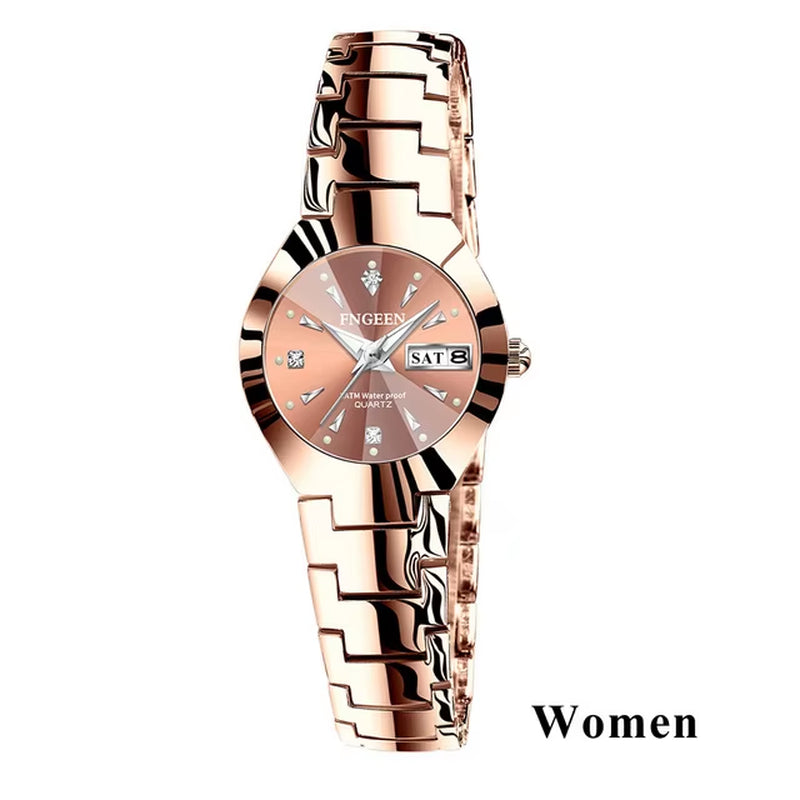 2023 FNGEEN 5808 Relogio Feminino Couple Watch Men Quartz Watch for Lovers Luxury Womens Wristwatch Stainless Steel Waterproof