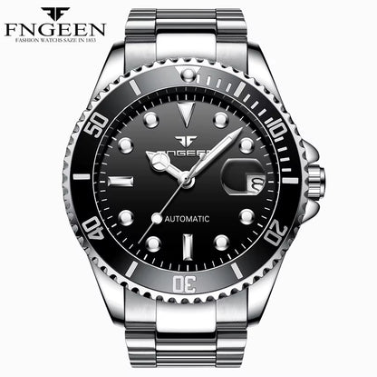 2025 FNGEEN 9001 Fashion Business Men'S Watch Steel Tourbillon Frame Mechanical Watch Night Light Automatic Date Diamond Watch