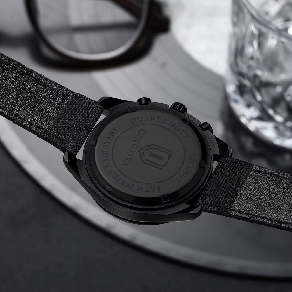 Fashion Chronograph Quartz Watch for Men Sports Leather Strap Waterproof Date Luxury Mens Watches Relogio Masculino