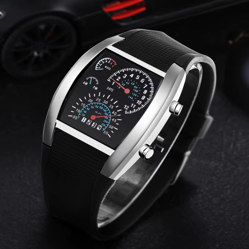 Fashion Men'S Watch Unique LED Digital Watch Men Watch Electronic Sport Watches Rubber Band Clock Montre Homme Erkek Kol Saati
