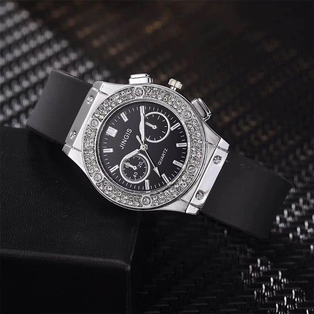 Fashion 2025 Rubber Women Watches Luxurious Brand Casual Diamond Female Quartz Wristwatches Simple Sport Clock Relogio Feminino