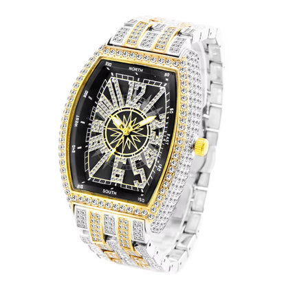 STAR SKY COMPASS DIAL BLING Man ICED OUT WATCH Relogio Masculio