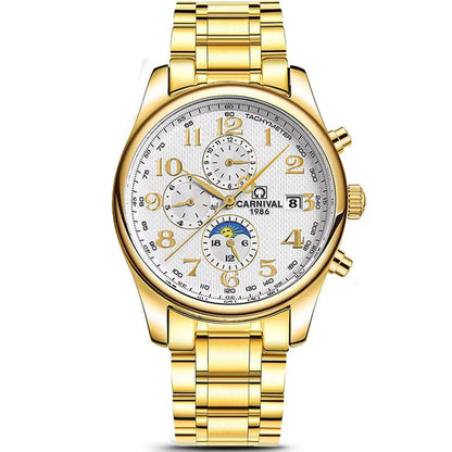 Brand Automatic Watch Fashion Luxury Waterproof Calendar Moon Phase Mechanical Watches for Men Clock Relogio Masculino